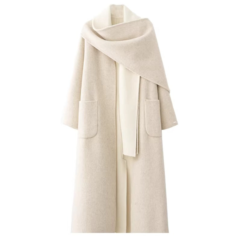 Two-Tone Double-Faced Wool Long Coat