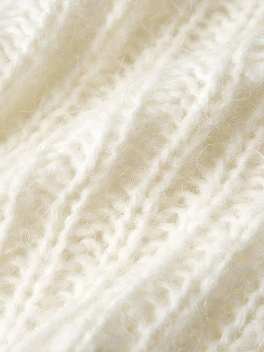 Distressed Mohair Wool Knit Sweater