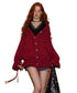 Wool-Blend Drawstring Floral V-Neck Knitted Cardigan - CHINASQUAD