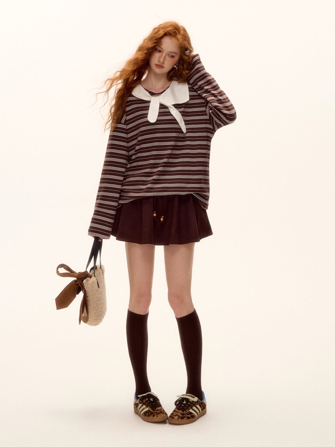 Bow-Tie Striped Long-Sleeve T-Shirt
