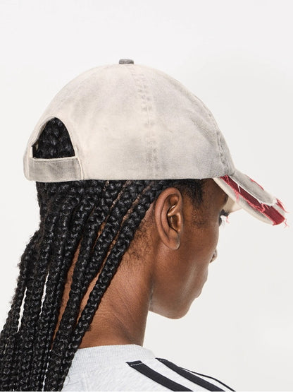 Distressed Washed Adjustable Patchwork Baseball Cap