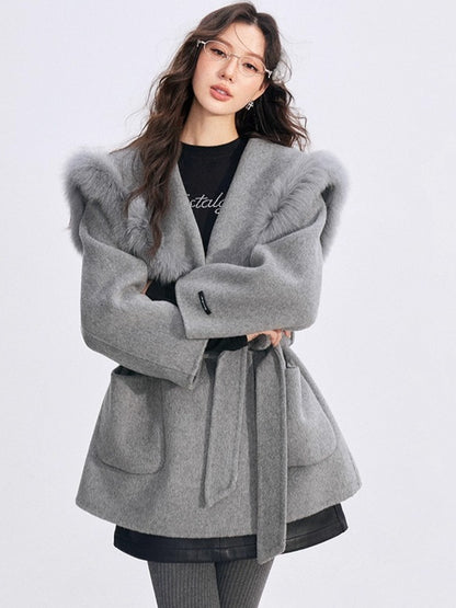 Oversized Wool-Blend Wide-Collar Coat