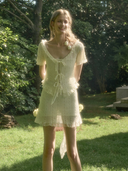Cool Fabric Knitted Blouse &amp; Skirt Set