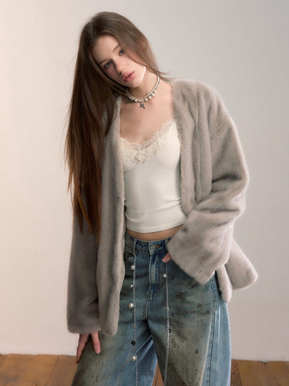 Ombre Faux Fur Statement Jacket
