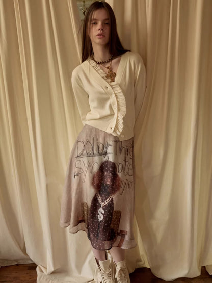 Layered Sheer Chiffon A-Line Midi Skirt