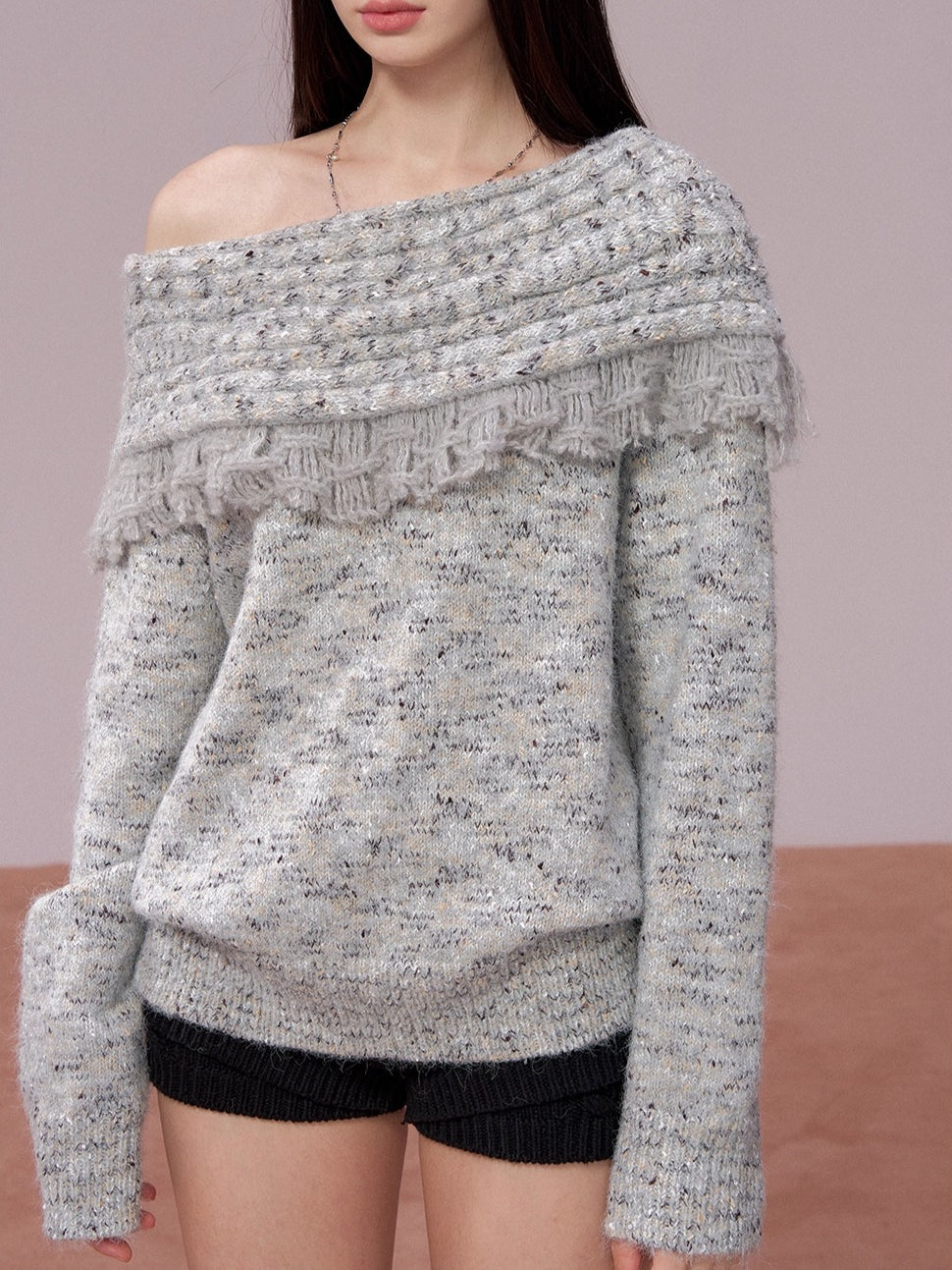 Fringe Knit Sweater &amp; Scarf Set