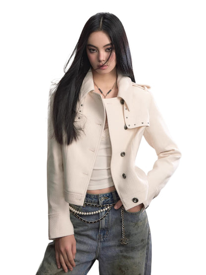 Studded Edge Cropped Fitted Jacket