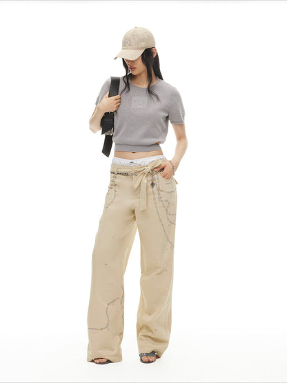 Beverly Relaxed Twill Wide-Leg Trousers