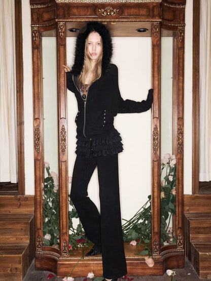 Batwing Hoodie &amp; Drawstring Flared Pants Set