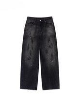 Heavy-Duty Distressed Wide-Leg Jeans - CHINASQUAD