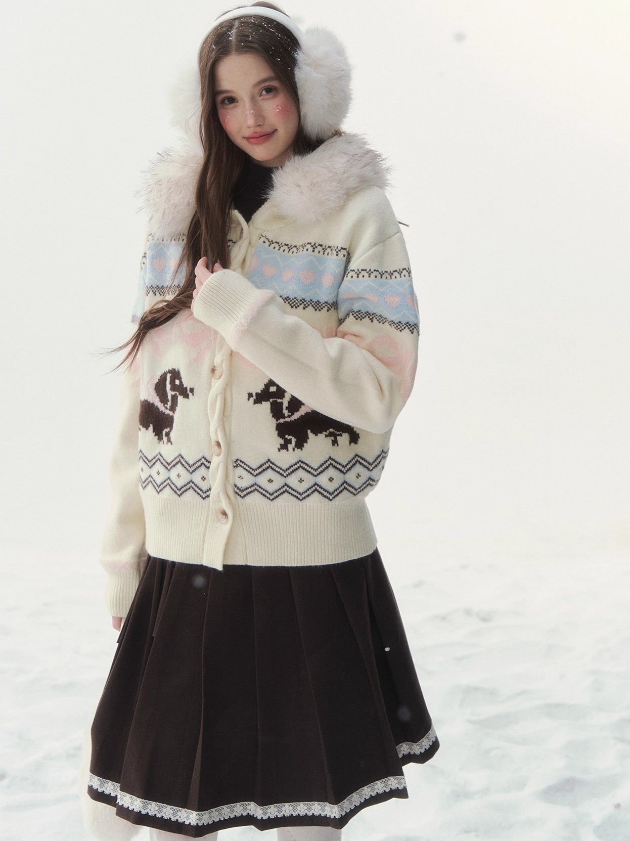 Vintage Dachshund Thermal Knit Sweater