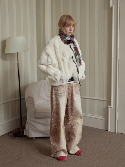 Fur Panel Horn-Buckle Jacket