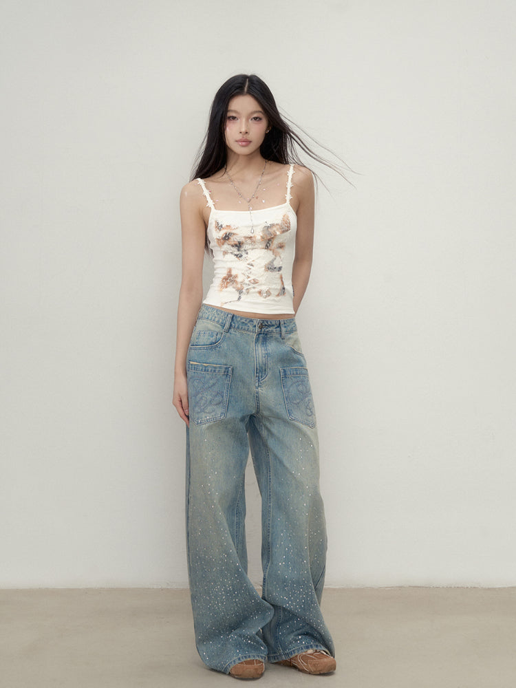 Off-white Lace Panel Camisole