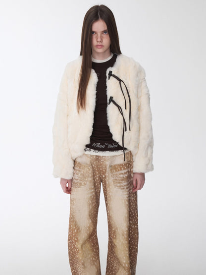 Fur Panel Horn-Buckle Jacket
