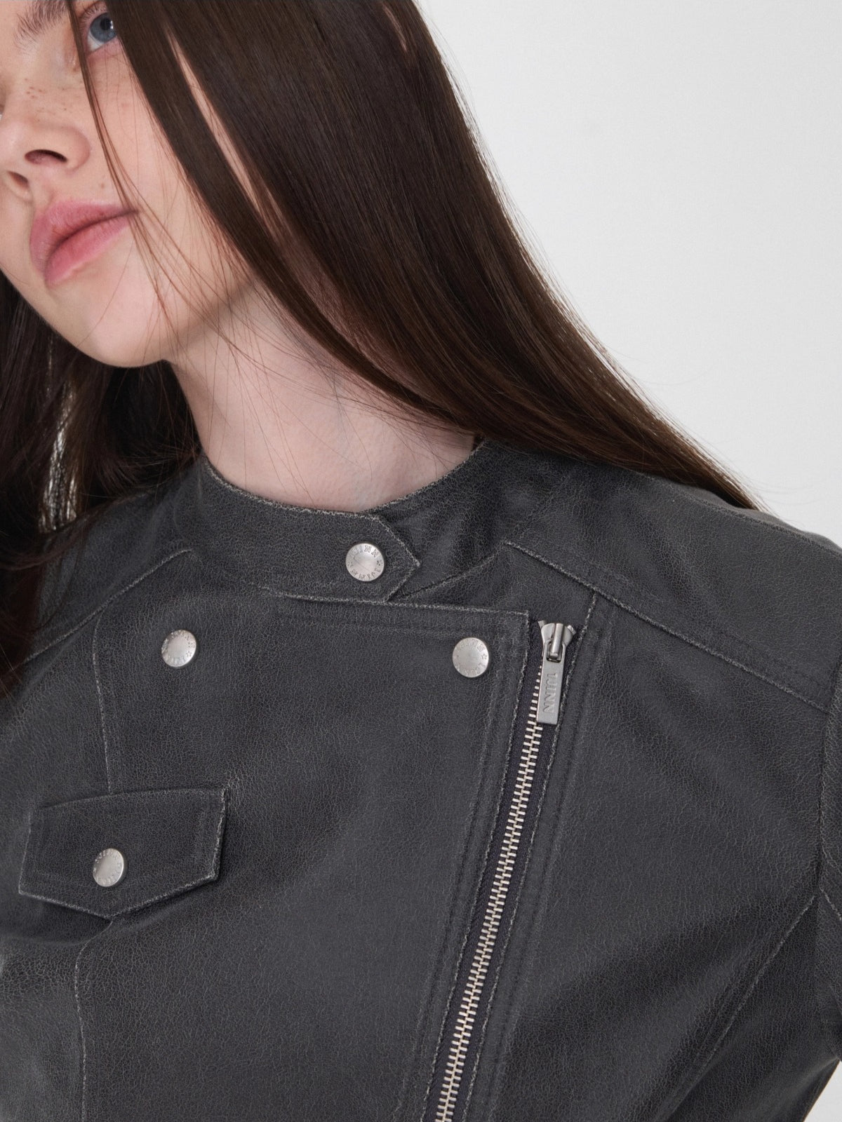 Vintage Cracked Leather Moto Jacket