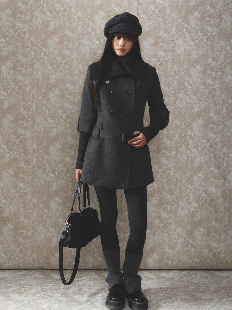 Grey Tailored Wool-Blend Long Dress