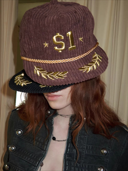 Embroidered Flat-Brim Trucker Cap