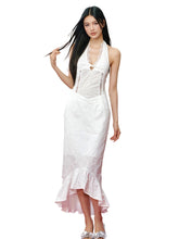 Lace Paneled Hollow Halter Mermaid Dress - CHINASQUAD