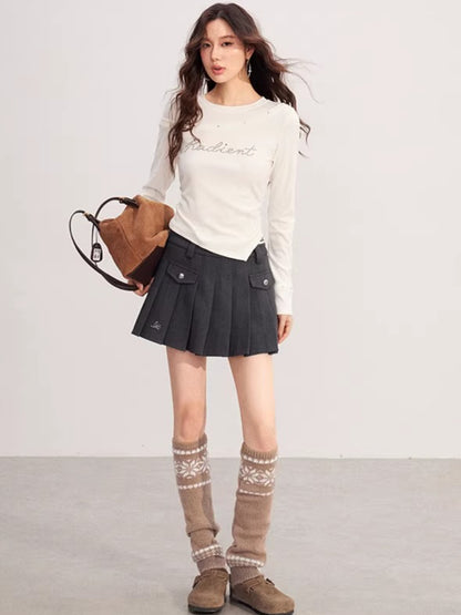 High-Waisted A-Line Pleated Skirt