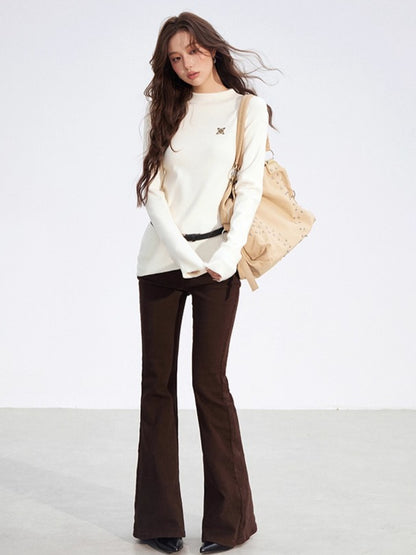 Asymmetric Ribbed Knit Turtleneck