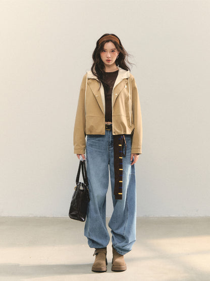 Two-piece Spliced Color-block Hooded Jacket - CHINASQUAD