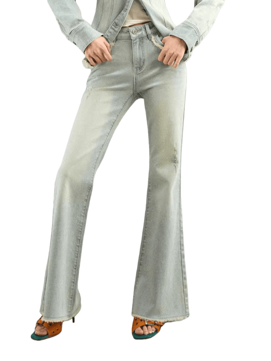 Raw-Edge Slim Flared Denim Jeans