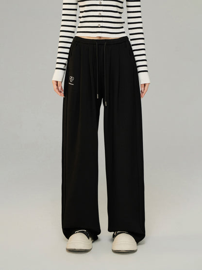 Black &amp; Off-white Knit Wide-Leg Pants