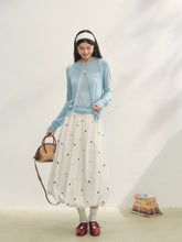 White Heavy-duty Floral Embroidered Midi Skirt Set - CHINASQUAD