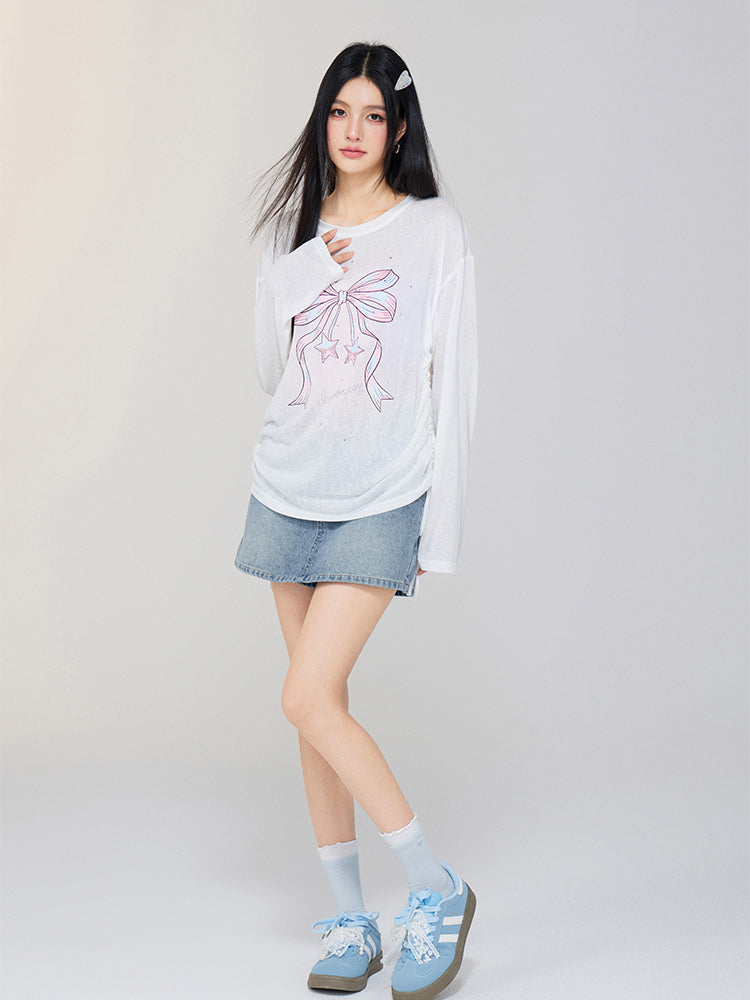 Bow-knot Tencel Sunscreen T-shirt