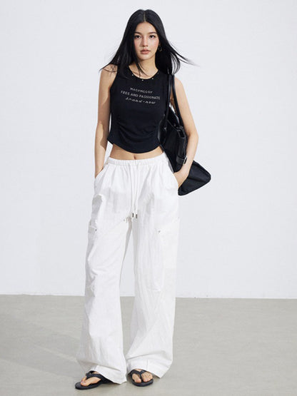 Logo Cinched Waist Sleeveless Tank Top