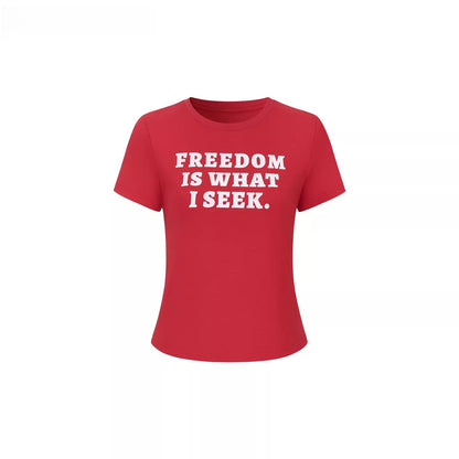Slogan Graphic Red Cropped T-Shirt