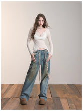 Heavy-Duty Distressed Wide-Leg Jeans - CHINASQUAD