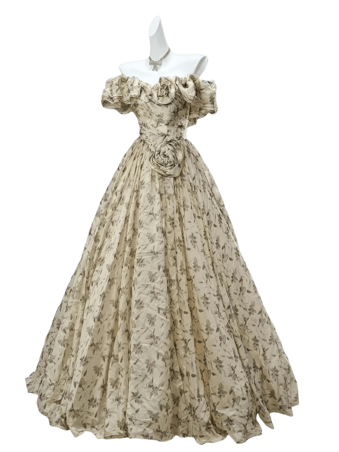 Vintage Sheer Flora Tulle Couture Gown