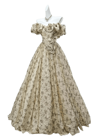 Vintage Sheer Flora Tulle Couture Gown