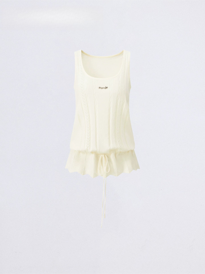 Drawstring Ruched Knit Tank Top