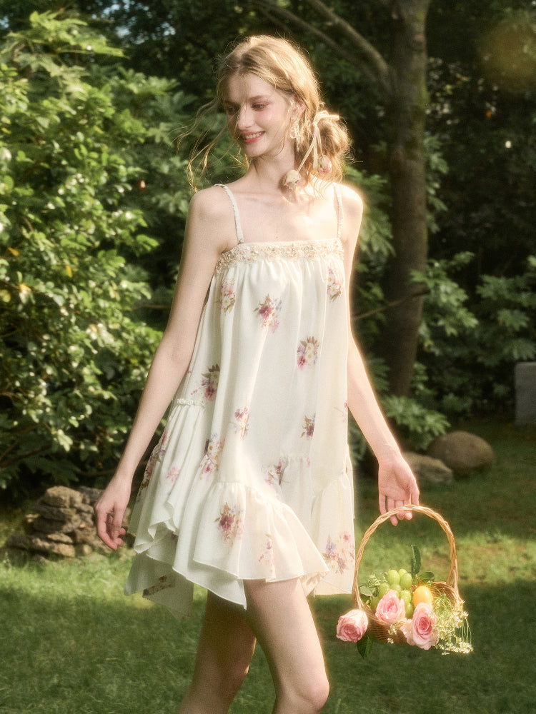 Irregular Lace Puff Dress - CHINASQUAD