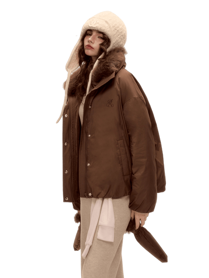 Fur-Collar Short Down Puffer Jacket