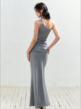 Rhinestone One-Shoulder Knit Vest & Skirt Set - CHINASQUAD