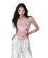 Pink & Yellow & Black Fitted Plaid Square Neck Top - CHINASQUAD