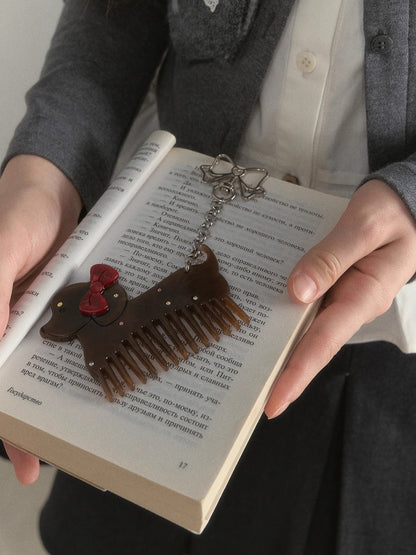 Vintage Bow Dachshund Rhinestone Comb