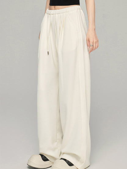 Black &amp; Off-white Knit Wide-Leg Pants