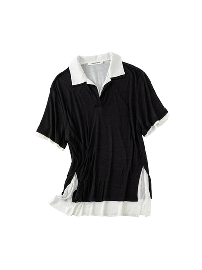 Oversized Fake Two-piece Polo Shirt