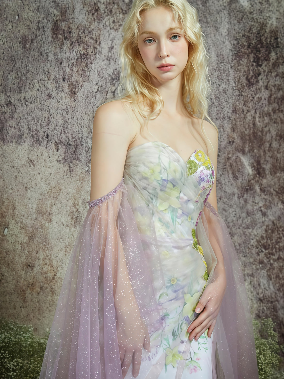Fandela Whisper Detachable Cape Mermaid Gown