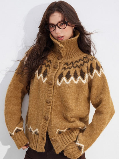 Fair Isle Wool-Blend Collared Knit Sweater