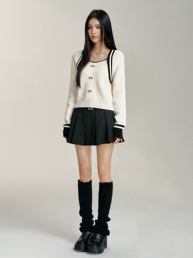 Fake Two-Piece U-Neck Knitted Sweater