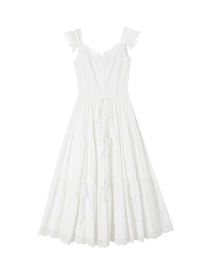 Flutter-Sleeve Waist-Cinching Strapless Dress
