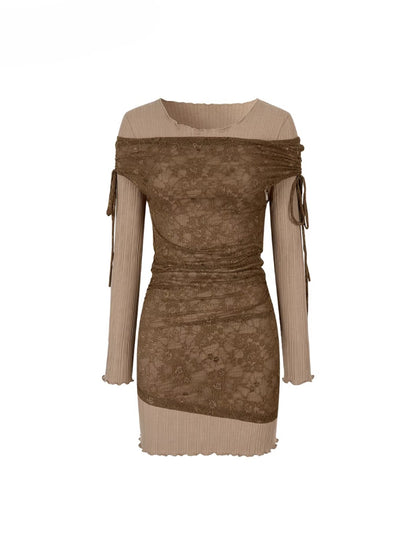 Two-Piece Look Contrast Color Lace Dress