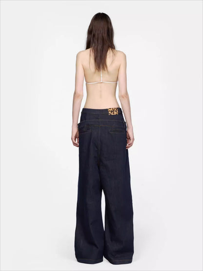 Dual-Waist Embroidered Relaxed-Fit Denim Jeans