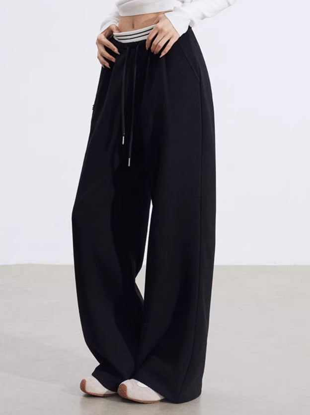 Layered-Effect Panelled Wide-Leg Pants