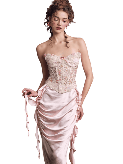 French Couture Lace Bustier &amp; Skirt Set
